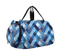 Sac de sport Buffalo à carreaux et rayures noires et bleues avec compartiment à chaussures - Grande capacité - Pour l'école, le sport, les voyages