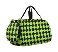 Sac de sport Buffalo à carreaux jaunes verts et noirs pour enfants avec compartiment à chaussures grande capacité pour voyage, natation, danse, ballet, Motif carreaux de buffle Jaune/vert/noir