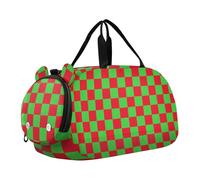 Sac de sport Buffalo à carreaux rouge citron avec compartiment à chaussures, sac de danse multifonctionnel pour voyage, sport, fitness et entraînement, Motif carreaux Rouge/vert citron