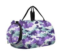 Sac de sport camouflage militaire violet avec compartiment à chaussures grande capacité pour voyage, natation, danse, ballet bolsa de para mujer, Camouflage militaire camouflage violet, Moderne