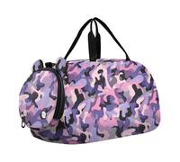 Sac de sport camouflage violet pêche avec compartiment à chaussures Sac de nuit léger pour la pratique de l'école, le sport, les voyages bolso para gym mujer, Camouflage Violet Pêche, Moderne