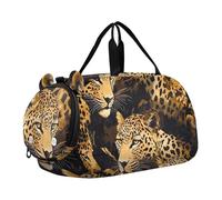 Sac de sport coloré à l'encre florale pour filles, sacs de voyage pour tout-petits, sacs de w nd, compartiment à chaussures pour garçons, Wild Leopard Jungle Marron, Classique