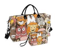 Sac de sport coloré avec animaux psychédéliques drôles - Sac de sport avec trousse de toilette pour voyage en avion - Imperméable - Animaux psychédéliques colorés - Taille unique, Animaux amusants