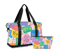 Sac de sport coloré avec formule mathématique - Grand sac avec poche nasale - Sangle réglable - Sac de gym pour entraînement - Ensemble de 2 pièces pour homme et femme