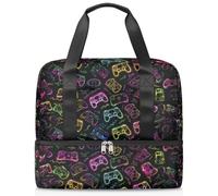 Sac de sport coloré avec manettes de jeu pour femmes, hommes, Kirls, garçons, filles, 21 L, sac fourre-tout séparé pour voyage, gym, yoga, couleur, Big, Organiseur de sac