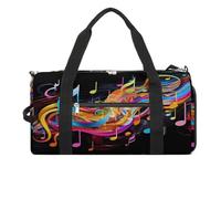 Sac de sport coloré avec notes de musique pour homme et femme, compartiment à chaussures, sac de voyage, sac de sport pour sport, gymnase, yoga, Note de musique colorée, Taille unique