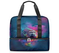 Sac de sport coloré en forme de gorille psychédélique pour femmes, hommes, garçons, filles, 21 L, sac fourre-tout séparé pour voyage, gym, yoga, couleur, Big, Organiseur de sac