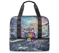 Sac de sport coloré en forme de hibou pour femmes, hommes, garçons et filles, 21 L, sac fourre-tout séparé pour voyage, gym, yoga, couleur, Big, Organiseur de sac