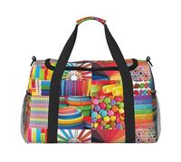 Sac de sport coloré pour femme avec imprimé collage - Sac de voyage pour homme, petit et moyen sac de week-end pour femme, sac de sport