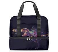 Sac de sport coloré T-rex dinosaure pour femmes hommes Kirls Garçons Filles 21 L Sac fourre-tout séparé pour voyage, gym, yoga, couleur, Big, Organiseur de sac