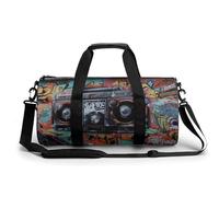 Sac de sport cool en forme de dauphin pour homme et femme, sac de nuit avec compartiment à chaussures, sacs d'entraînement, Graffiti Hip Hop, 17.7in/9in/9in, Art Déco