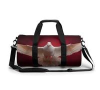 Sac de sport cylindrique avec bandoulière - Motif colombe - Avec ailes ouvertes - Blanc