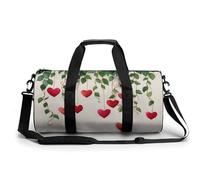 Sac de sport cylindrique avec bandoulière Motif cœurs et vignes rouges