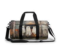 Sac de sport cylindrique avec bandoulière - Motif fantômes à suspendre sur une corde à linge - Pour homme et femme