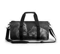 Sac de sport cylindrique avec bandoulière Motif lion et lionne pour homme et femme