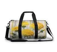 Sac de sport cylindrique avec bandoulière Motif pissenlits jaunes Pour homme et femme