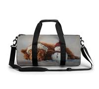 Sac de sport cylindrique avec bandoulière Motif vache des Highlands endormie adorable bonhomme de neige pour homme et femme