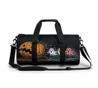 Sac de sport cylindrique avec bandoulière pour homme et femme Motif citrouille d'Halloween Trois fantômes