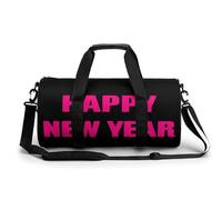 Sac de sport cylindrique avec bandoulière pour homme et femme Motif inscription Happy New Year Rose