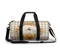 Sac de sport cylindrique avec motif couronne de citrouille blanche avec fleurs pour homme et femme avec bandoulière