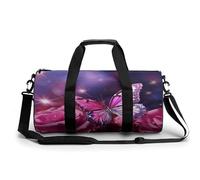 Sac de sport cylindrique avec sangles réglables pour homme et femme, glaçons couleur pêche, papillon, 45x23x23CM, Sac de voyage