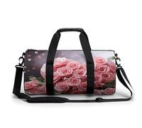 Sac de sport cylindrique avec sangles réglables pour homme et femme, glaçons couleur pêche, Roses et cœur, 45x23x23CM, Sac de voyage