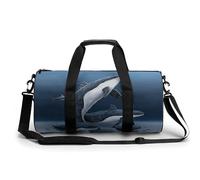 Sac de sport cylindrique avec sangles réglables pour homme et femme, paysage naturel cascade avec sangles réglables pour voyage, sport, entraînement, Whale Family, 45x23x23CM, Sac de voyage