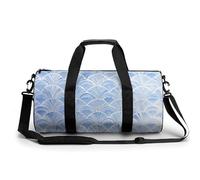 Sac de sport cylindrique en forme d'éventail bleu et blanc avec bandoulière pour homme et femme