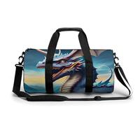 Sac de sport cylindrique léger pour homme et femme Motif dragon rugissant Pour basket-ball, football, week-end, style 23, 45 cm/22,9 cm/22,9 cm, Style 23, 17.7in/9in/9in