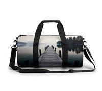 Sac de sport cylindrique léger pour homme et femme Motif jetée en bois et lac calme 45 cm/22,9 cm/22,9 cm, Style 19, 17.7in/9in/9in