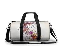 Sac de sport cylindrique léger pour homme et femme - Motif notes de musique - Motif floral - 45 cm/22,9 cm/22,9 cm, Style :, 17.7in/9in/9in