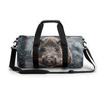 Sac de sport cylindrique léger pour homme et femme - Motif sanglier - 45 cm/22,9 cm/22,9 cm, Style :, 17.7in/9in/9in