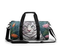 Sac de sport cylindrique léger pour homme et femme - Motif tigre blanc mignon - Pour basket-ball, football, week-end, style 2, 45 cm/22,9 cm/22,9 cm, Style-2, 17.7in/9in/9in