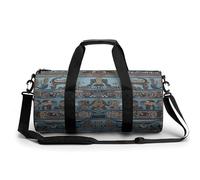 Sac de sport cylindrique naturel avec sangles réglables pour homme et femme, turquoise et orange, Imprimé New Life Turquoise, 45x23x23CM, Sac de voyage