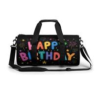 Sac de sport cylindrique pour homme et femme avec inscription « Happy Birthday with Stars Fireworks » - Sac de sport avec bandoulière