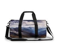 Sac de sport cylindrique pour homme et femme, motif floral abstrait vert saisonnier avec sangles réglables pour voyage, sport, entraînement, Panorama des Alpes, 45x23x23CM, Sac de voyage