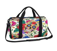Sac de sport Day of The Dead - Motif tête de mort - Fleur - Sac de week-end décontracté - Sac fourre-tout de voyage - Bagage de sport pour enfants filles garçons femmes hommes