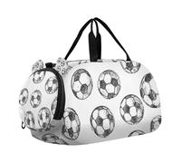 Sac de sport de football dessiné à la main avec compartiment à chaussures, grande capacité, sac de week-end, de danse pour l'école, le sport, les voyages