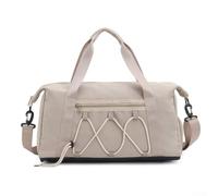 Sac de sport de grande capacité avec compartiment séparé pour chaussures et poche humide pour le sport et les voyages, beige
