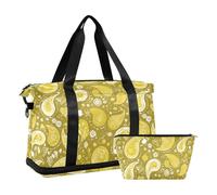 Sac de sport de grande capacité pour le week-end ou la nuit, Motif cachemire fauve
