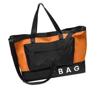 Sac de sport de grande capacité, sac de voyage, couleur contrastée, sac de fitness, sac de nuit, sac de week-end, pour homme et femme, Orange avec noir