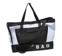 Sac de sport de grande capacité, sac de voyage, couleur contrastée, sac de fitness, sac de nuit, sac de week-end, pour homme et femme, Bleu/noir