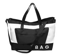 Sac de sport de grande capacité, sac de voyage, couleur contrastée, sac de fitness, sac de nuit, sac de week-end, pour homme et femme, Blanc/noir