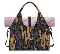 Sac de sport de style chinois avec motif dragon pour femme et homme, sac de week-end avec compartiment à chaussures, sac fourre-tout à bandoulière pour yoga, gym, voyage, couleur, L, Organiseur de sac