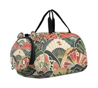 Sac de sport de style japonais avec motif éventail, sac de sport pour garçon avec compartiment à chaussures, sac léger pour la plage, la natation, les sports de piscine