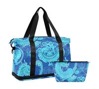 Sac de sport de voyage à main avec piège réglable pour le yoga Grande capacité, Dragon chinois bleu porte-bonheur