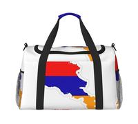 Sac de sport de voyage avec imprimé carte du drapeau de l'Arménie pour femme, sac fourre-tout, sac de week-end, organiseur, noir, One Size