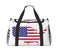 Sac de sport de voyage avec imprimé carte du drapeau des États-Unis pour femme, sac fourre-tout bouffant, sac de week-end, sac de nuit organisateur, noir, One Size