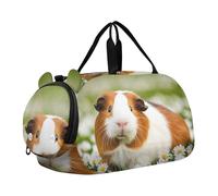Sac de sport de voyage avec motif aigle à tête blanche avec drapeau américain pour filles, Cochon d'Inde mignon floral, Classique