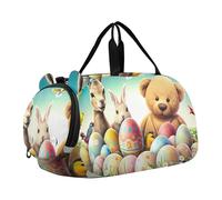 Sac de sport de voyage avec motif aigle à tête blanche avec drapeau américain pour filles, Oeufs de Pâques en forme de lapin en peluche, Classique